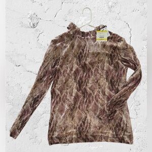Anne Klein Snakeskin Print Long Sleeve Top